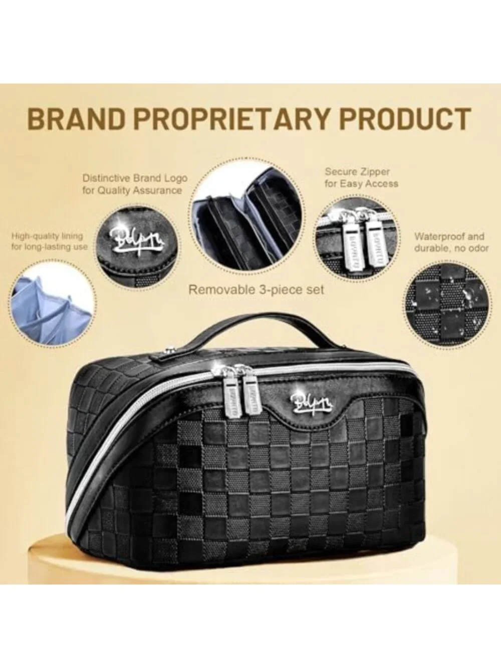 Large Travel Makeup Bag Set - 3 Pcs Cosmetic Organizer for Women, Stylish
